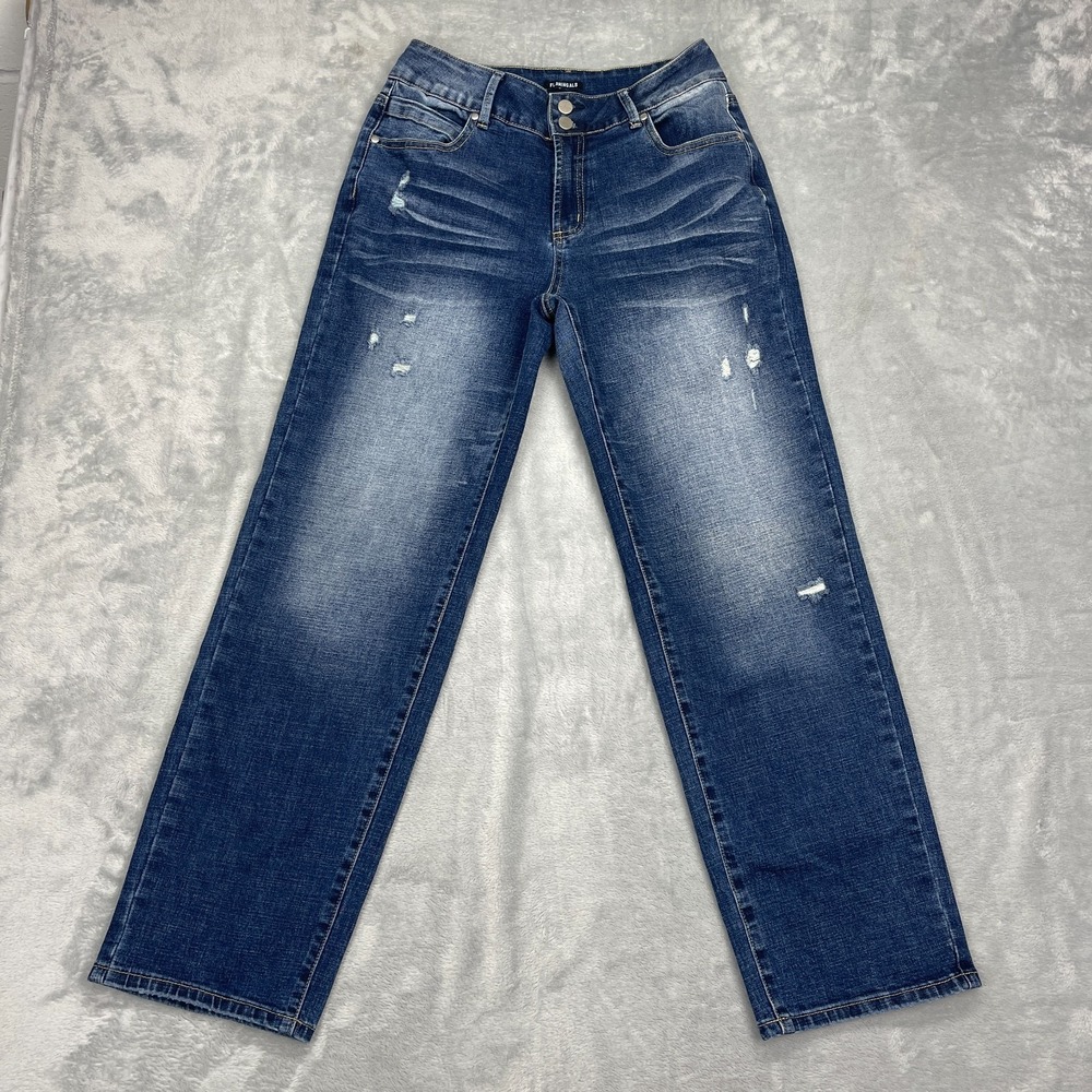Flamingals Jeans Womens S (29x30) Blue Denim Distressed Stretch Straight Leg